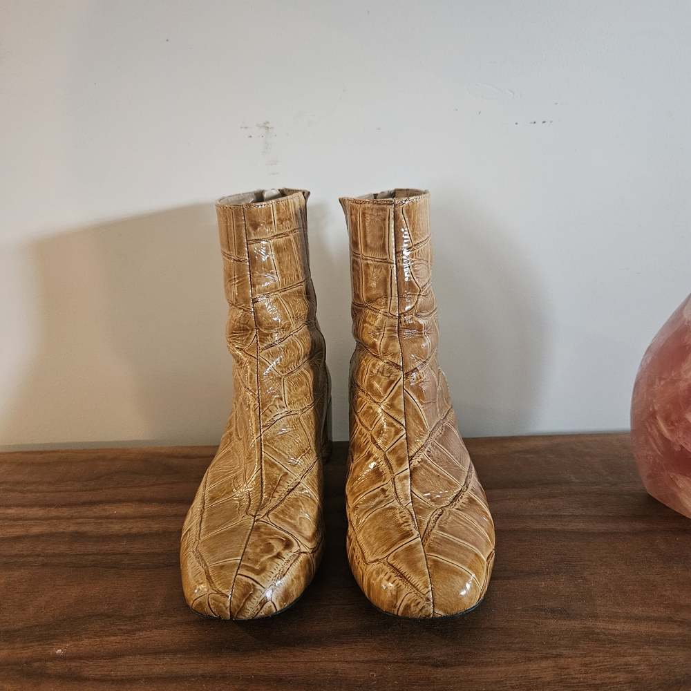 Arianne Textured Tan Ankle Boots